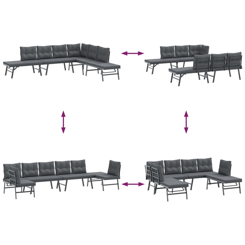 vidaXL 4 Piece Steel Bench in Black