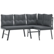 vidaXL Steel Large Garden Bench in Black