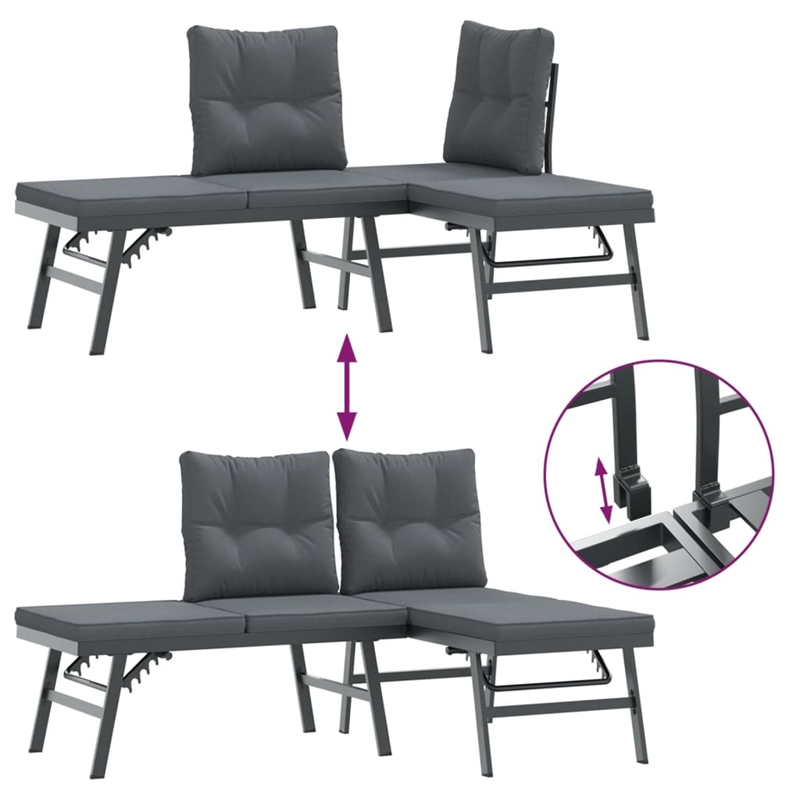 vidaXL Steel Large Garden Bench in Black