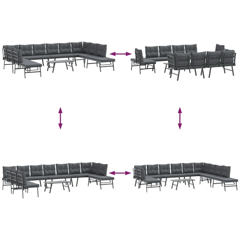 vidaXL Steel Large Garden Bench in Black