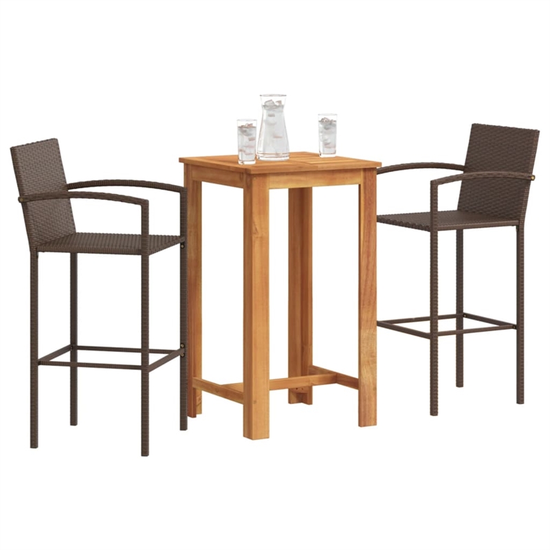 vidaXL Solid Acacia Wood Bar Set in Brown