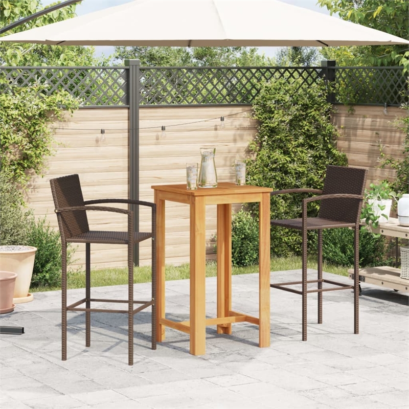 vidaXL Solid Acacia Wood Bar Set in Brown