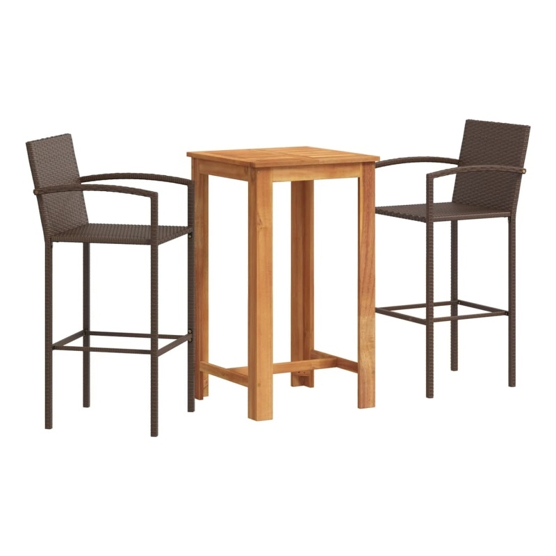 vidaXL Solid Acacia Wood Bar Set in Brown
