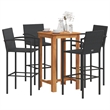 vidaXL Solid Acacia Wood Standard Bar Set in Black