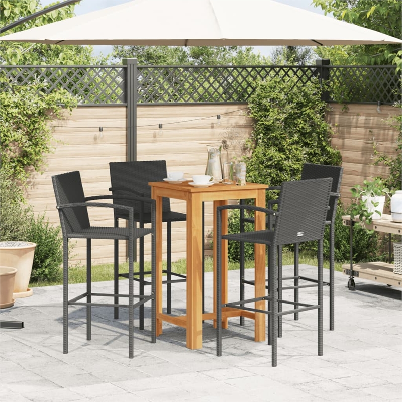 vidaXL Solid Acacia Wood Standard Bar Set in Black