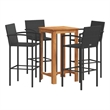 vidaXL Solid Acacia Wood Standard Bar Set in Black