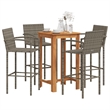 vidaXL Solid Acacia Wood Bar Set in Gray