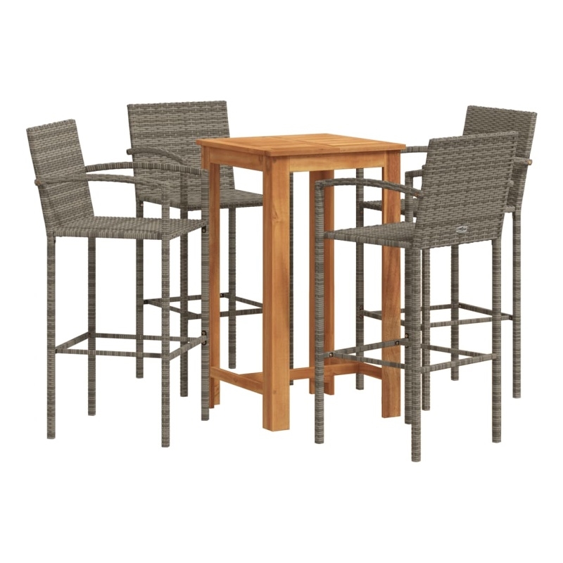 vidaXL Solid Acacia Wood Bar Set in Gray