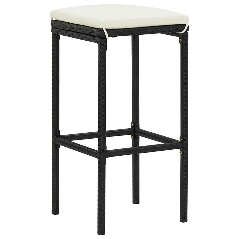 vidaXL 5 Piece Solid Acacia Wood Bar Set in Black/White/Cream
