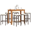 vidaXL 7 Piece Solid Acacia Wood Bar Set in Brown