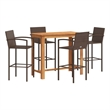 vidaXL 5 Piece Solid Acacia Wood Bar Set in Brown