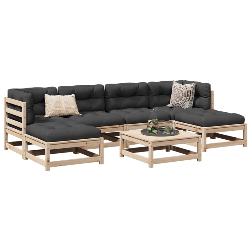 vidaXL 7 Piece Wood Patio Sofa Set in Anthracite