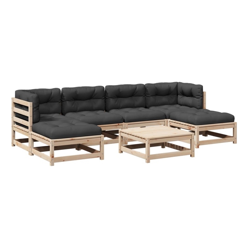 vidaXL 7 Piece Wood Patio Sofa Set in Anthracite