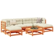 vidaXL 7 Piece Wood Small Sofa Set in Brown/Cream