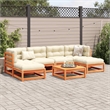 vidaXL 7 Piece Wood Small Sofa Set in Brown/Cream