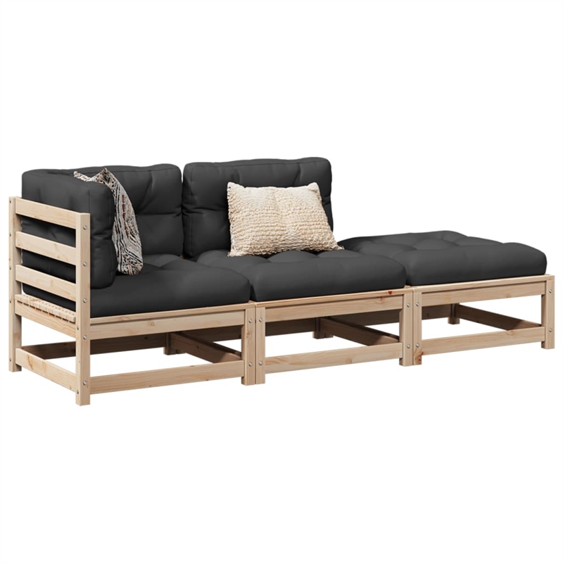 vidaXL 3 Piece Wood Patio Sofa Set in Anthracite