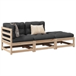 vidaXL 3 Piece Wood Patio Sofa Set in Anthracite