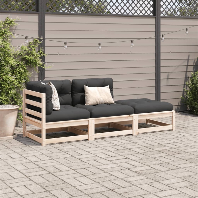 vidaXL 3 Piece Wood Patio Sofa Set in Anthracite