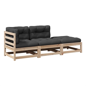 vidaXL 3 Piece Wood Patio Sofa Set in Anthracite