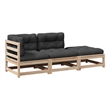 vidaXL 3 Piece Wood Patio Sofa Set in Anthracite