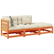 vidaXL 3 Piece Wood Small Sofa Set in Brown