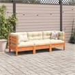vidaXL 3 Piece Wood Sofa Set in Brown/Cream
