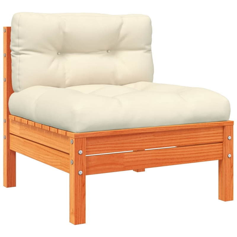 vidaXL 3 Piece Wood Sofa Set in Brown/Cream
