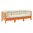 vidaXL 3 Piece Wood Sofa Set in Brown/Cream