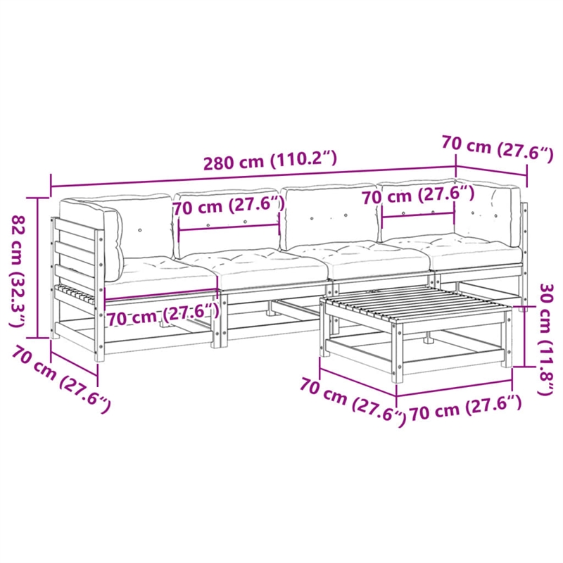 vidaXL 5 Piece Wood Patio Sofa Set in Anthracite