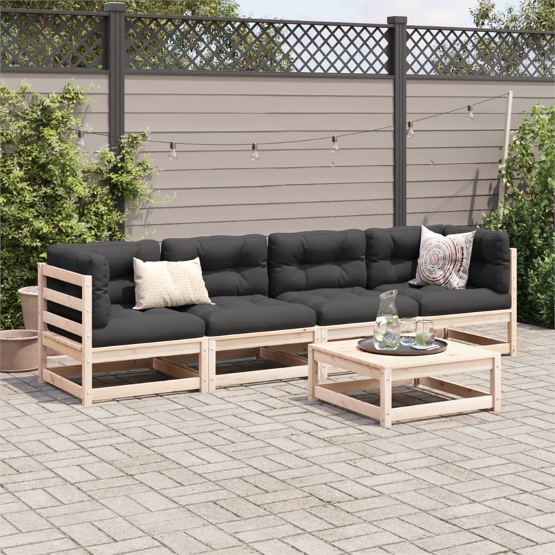 vidaXL 5 Piece Wood Patio Sofa Set in Anthracite