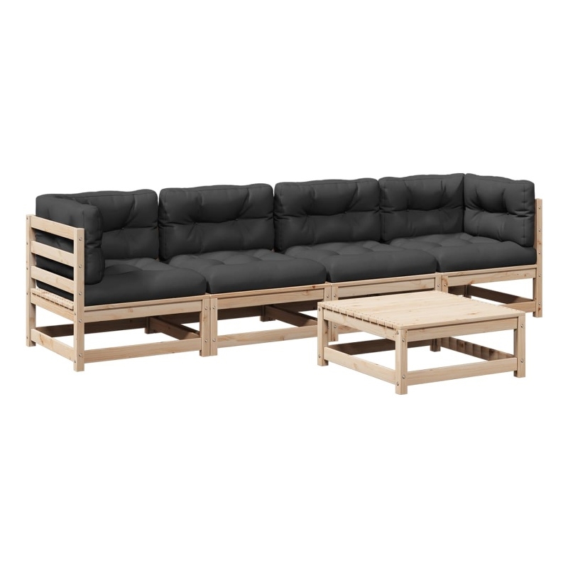 vidaXL 5 Piece Wood Patio Sofa Set in Anthracite