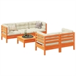 vidaXL 6 Piece Wood Sofa Set in Brown/Cream