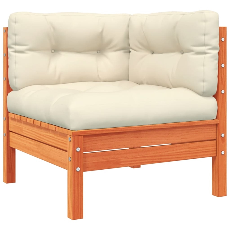 vidaXL 6 Piece Wood Sofa Set in Brown/Cream