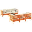vidaXL 7 Piece Wood Sofa Set in Brown/Cream