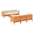 vidaXL 7 Piece Wood Sofa Set in Brown/Cream