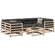vidaXL 7 Piece Wood Large Sofa Set in Natural