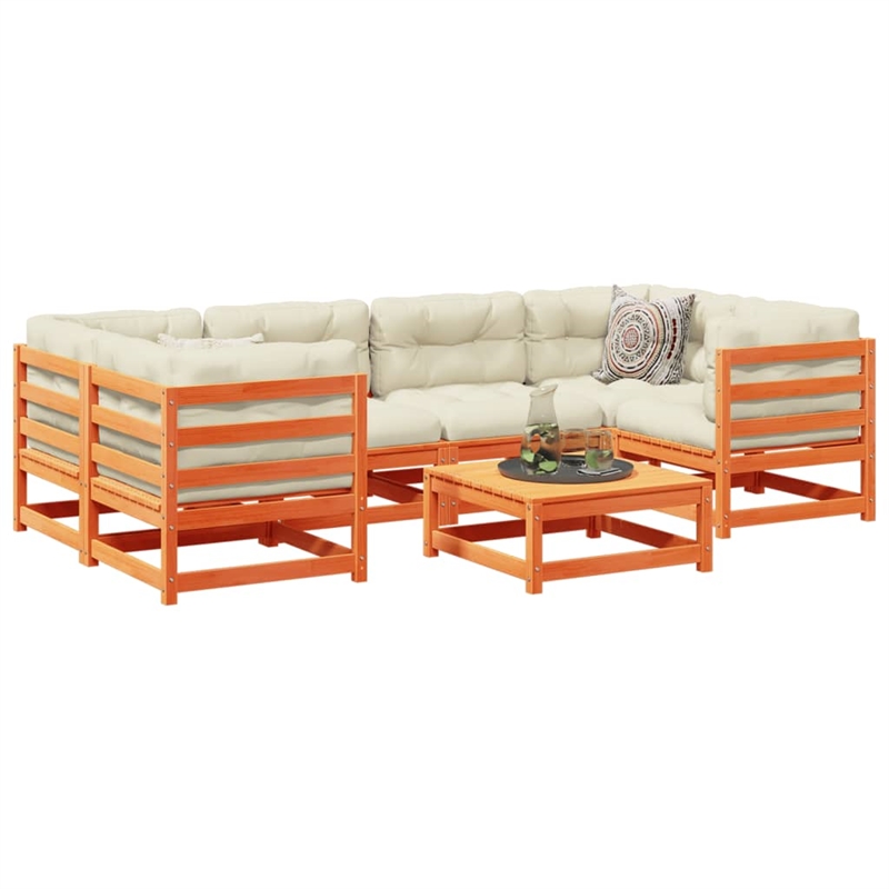 vidaXL 7 Piece Wood Sofa Set in Brown