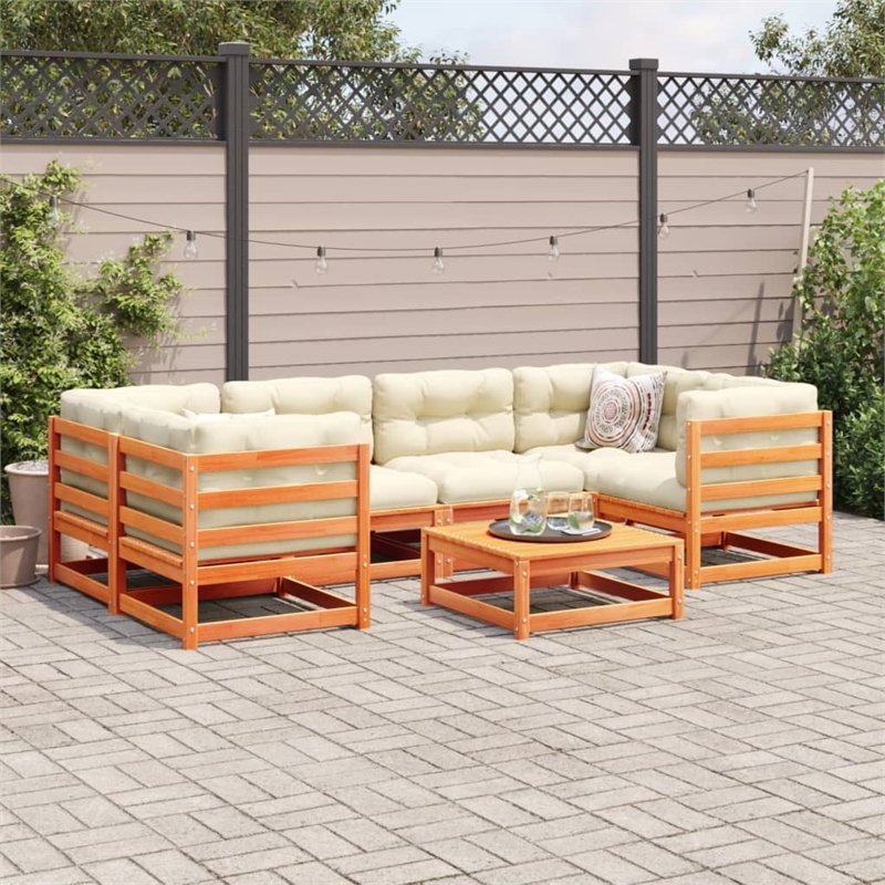 vidaXL 7 Piece Wood Sofa Set in Brown