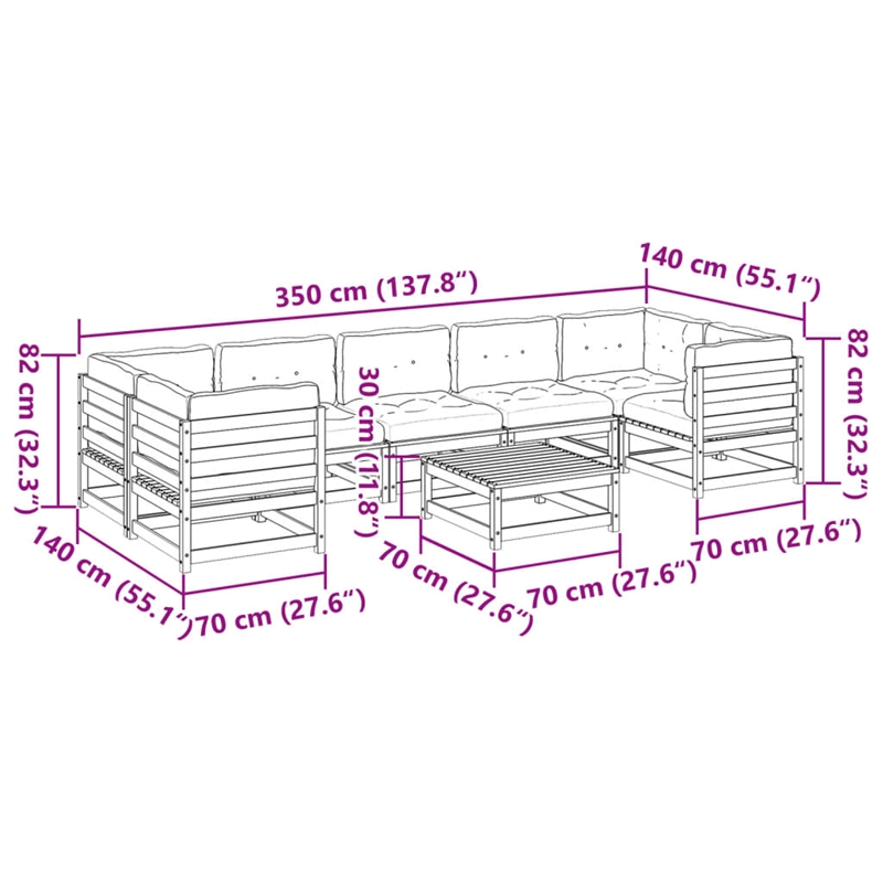 vidaXL 8 Piece Wood Patio Sofa Set in Anthracite