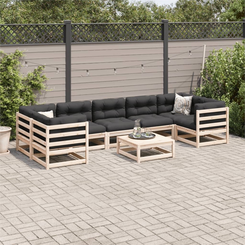 vidaXL 8 Piece Wood Patio Sofa Set in Anthracite