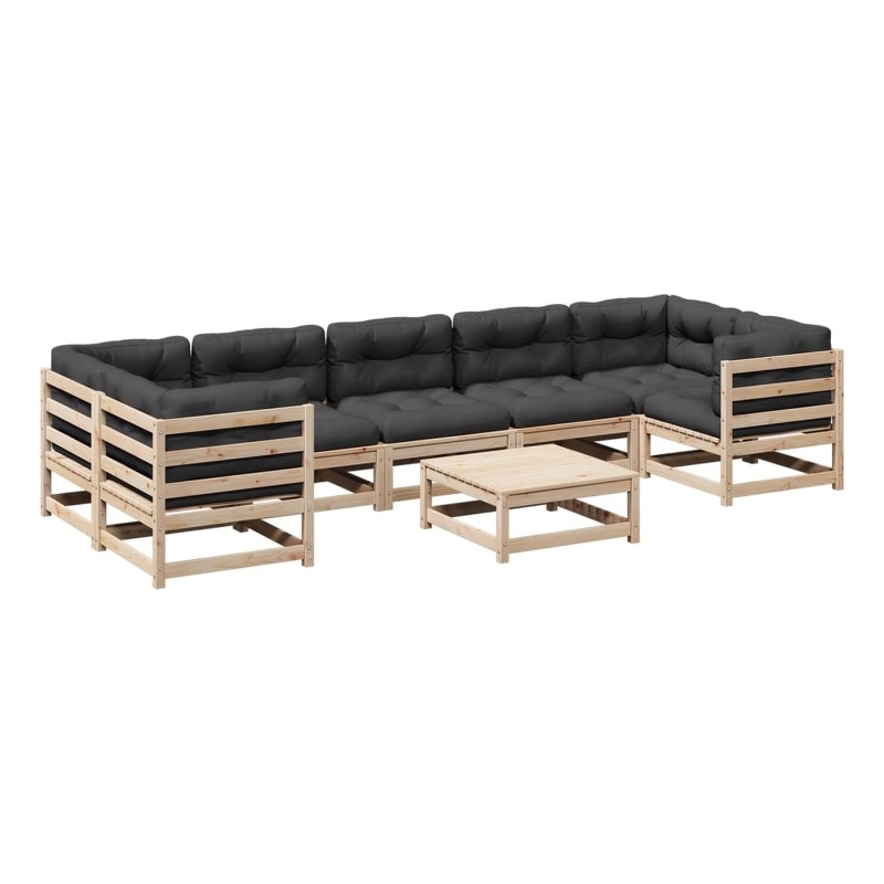 vidaXL 8 Piece Wood Patio Sofa Set in Anthracite