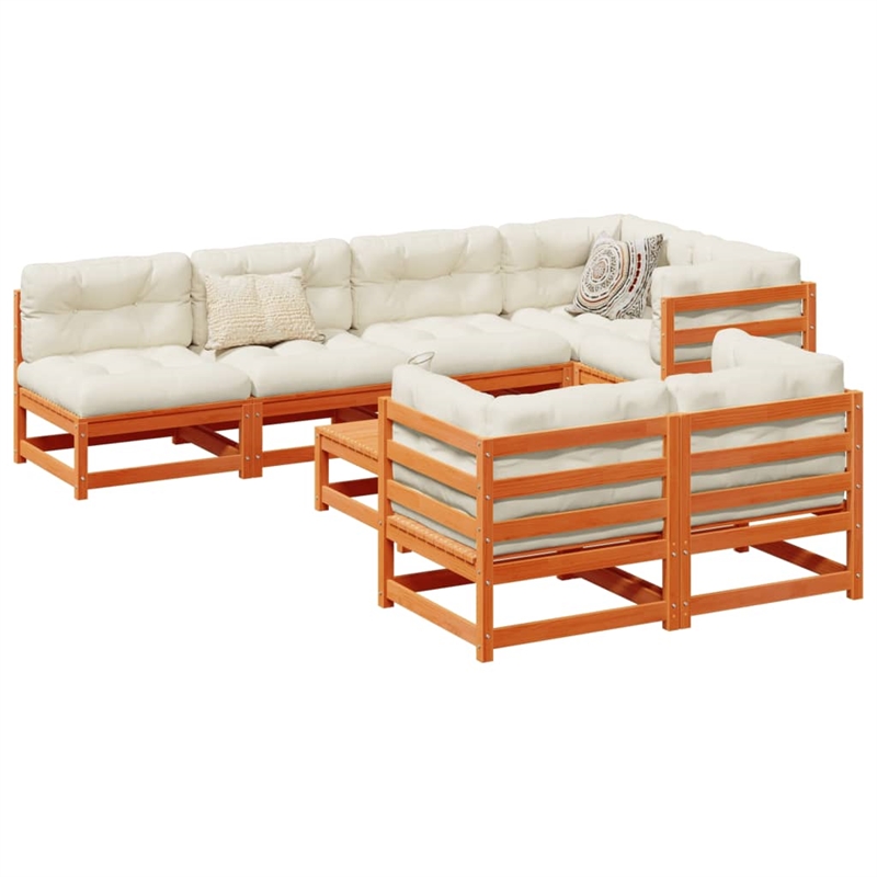 vidaXL 8 Piece Wood Large Sofa Set in Brown