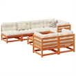 vidaXL 8 Piece Wood Large Sofa Set in Brown