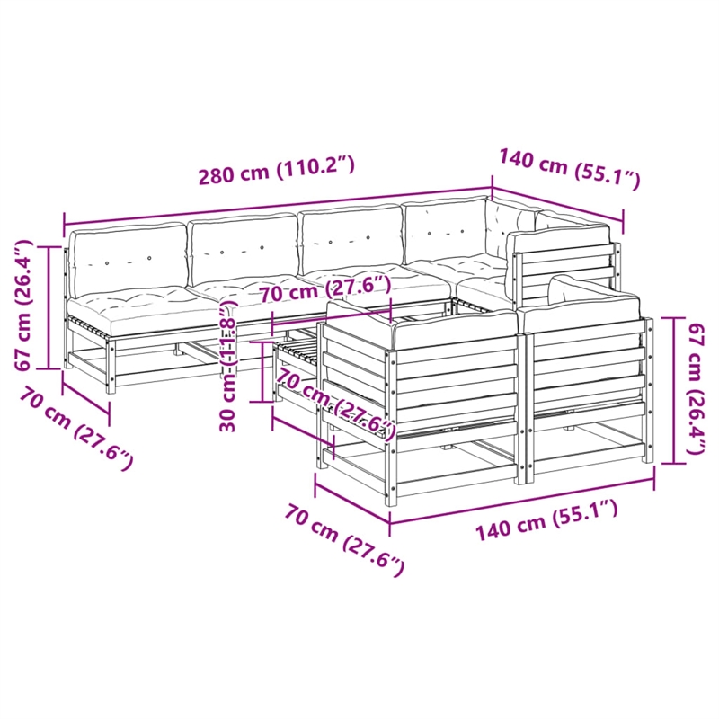 vidaXL 8 Piece Wood Patio Sofa Set in Anthracite