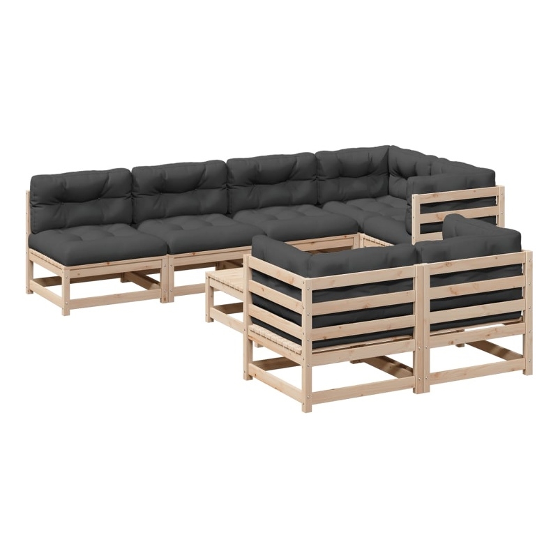vidaXL 8 Piece Wood Patio Sofa Set in Anthracite