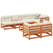 vidaXL Wood Sofa Set in White/Brown/Cream