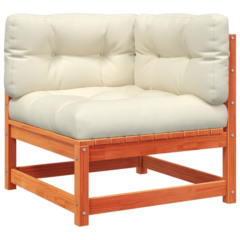 vidaXL Wood Sofa Set in White/Brown/Cream
