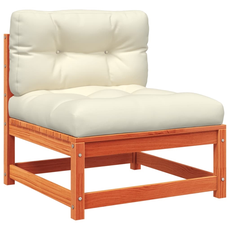 vidaXL Wood Sofa Set in White/Brown/Cream