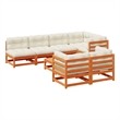 vidaXL Wood Sofa Set in White/Brown/Cream