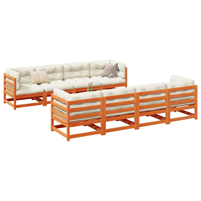 vidaXL 9 Piece Wood Sofa Set in Brown